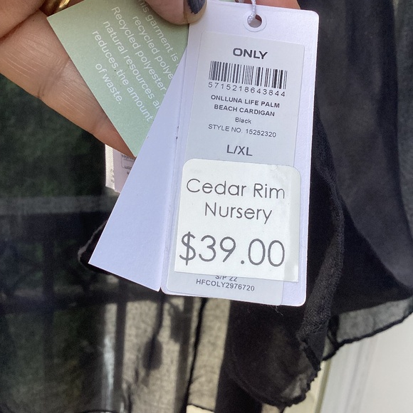 BNWT “ONLY” Luna Palm Beach Coverup Cardigan . L/XL.Black - Picture 3 of 5